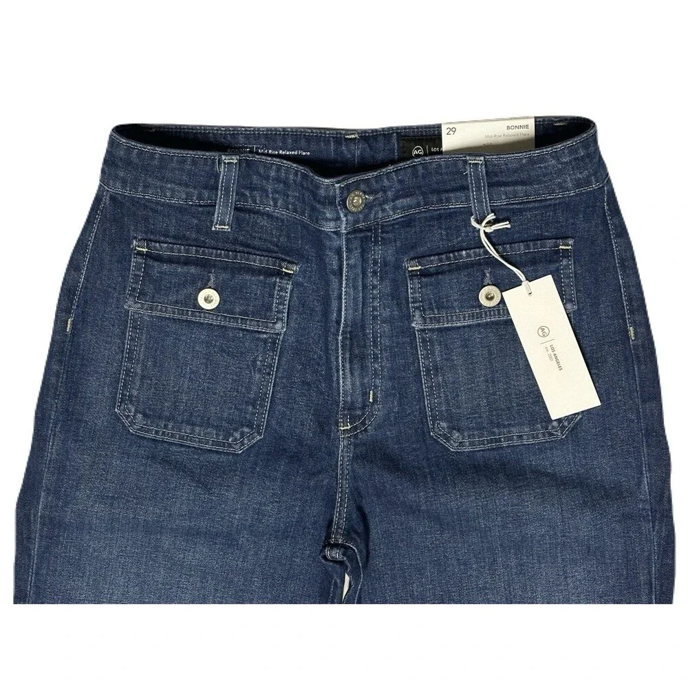 NEW AG Jeans Womens Size 29 Bonnie Mid Rise Cropped Bootcut Dark Wash Jeans $235